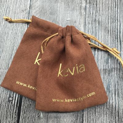 China Custom Grocery Drawstring Suede Jewelry Bag with Hot Stamping Logo for sale