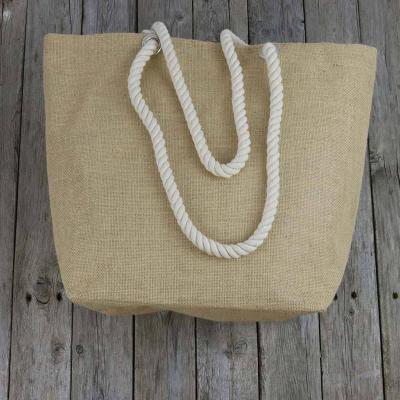 China Wholesale Handled Shoulder Strap Plain Jute Beach Bag for sale