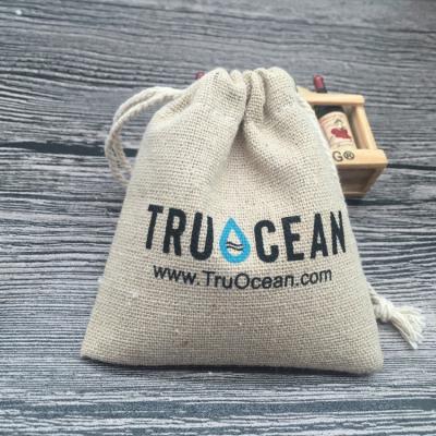 China Custom Printed Mini Natural Cotton Recyclable Rope Drawstring Burlap Canvas Bags for sale