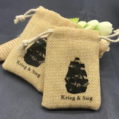 China Custom Recyclable Jute Gift Drawstring Pouch With Mark for sale