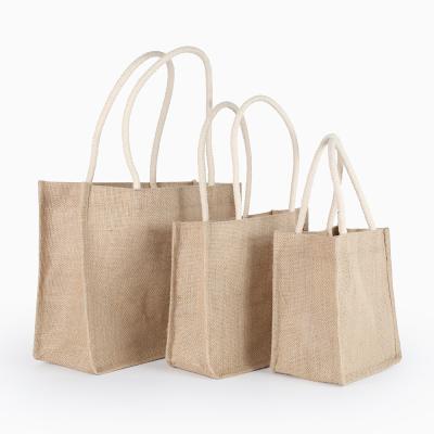 China Wholesale Custom Printed Handled Jute Tote Bag for sale