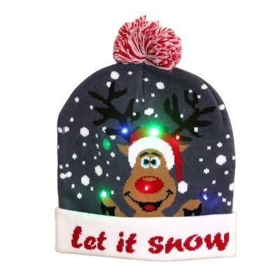 China COMMON Cheap Christmas Beanie Knitted Unisex Winter LED Light Christmas Sweater Hat for sale