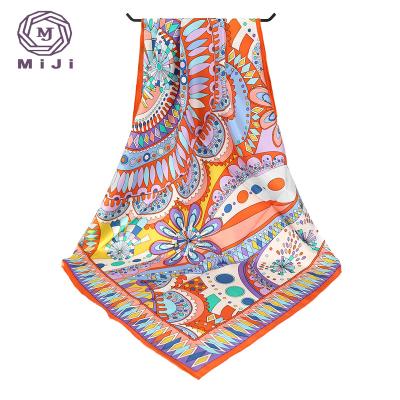 China 90*90cm Twill 100% Silk Square Print Women Square Scarf for sale