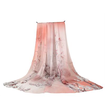 China Hangzhou 100% Pure Silk Digital Print Chiffon Long Scarf In Stock for sale