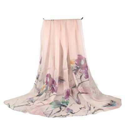 China Wholesale Women High Quality 100% Silk Long Shawl Printing Scarf for sale