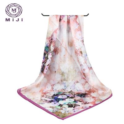 China Custom Printed Square Fan Polyester Satin Square Gagged Scarf for sale