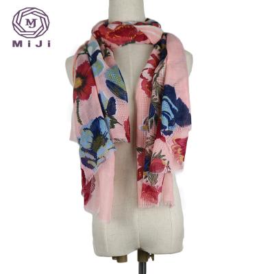 China Long Cotton Crocheted Wide Shawl Sweater Squishy Print Scarf for sale