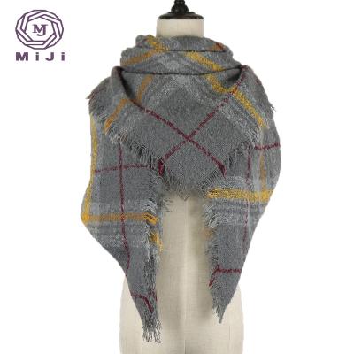 China Plain Cashmere Feeling 100% Acrylic Turkish Square Blanket Tartan Scarf Wholesale for sale