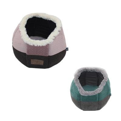 China PET827 Sustainable Pet House Velvet+Knit Brush+Flax+PP Cotton Sustainable Cat House Nest Dog Bed for sale