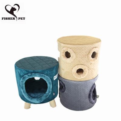 China Wholesale Soild Wooden Cat Tree Climbing Tower Cat Bucket House Waterproof Cat Tree Nest Housing for sale