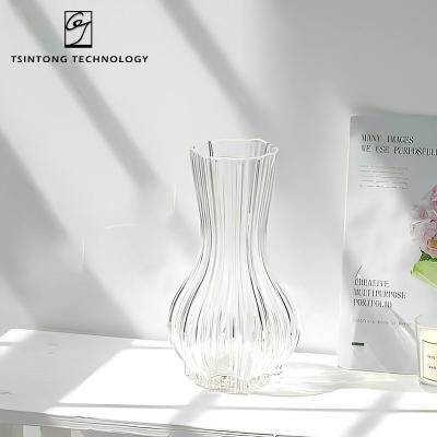 China Modern Unique Decorative Types Modern Plant Hydroponic Green Plant Gray Glass Flower Vase For Living Room Home Decor for sale