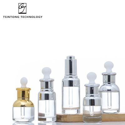 China Cosmetic Custom Design 20ml 0.68oz High Quality Essential Oil Serum Round Glass Dropper Bottle Packaging With Box for sale