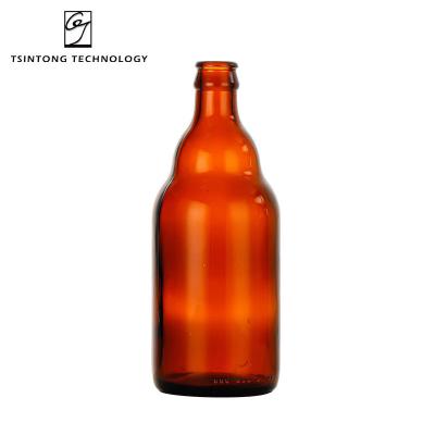 China Fashionable Wholesale 330ml 500ml 11oz 17oz Amber Brown Glass Beer Bottles Beverage Glass Bottle With Caps for sale