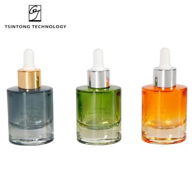 China High Quality Hot Selling Empty Flat Gradation Perfume Cosmetics Cylindrical Packaging Shoulder 30ml Perfume Essential Oil Glass B for sale