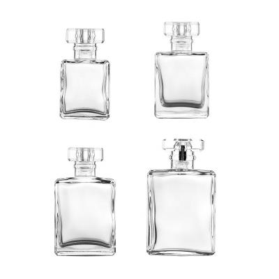 China Free Sample Wholesale 20ml 30ml 50ml 100ml Square Perfume Cosmetics Packaging Spray Glass Perfume Bottle For Women for sale