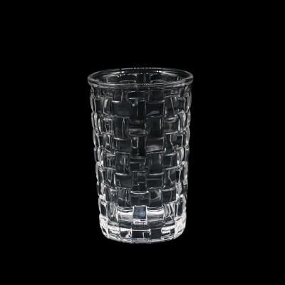 China Amber Clear Vintage Style Embossed Pattern Water Coffee Glass Cup European Viable Glass Tumbler For Families for sale