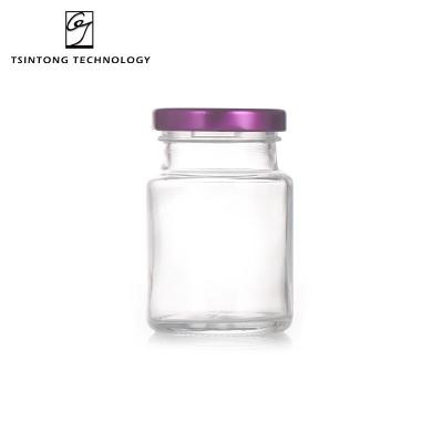 China Factory Direct Fashionable High Quality Empty Round Clear Glass Bird's Nest Bottle Glass 50ml 75ml 100ml Honey Jar With Caps for sale