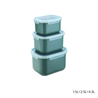 China 1.5L+2.5L+4.3L Freshness Preservation Household Kitchen Kitchen Storage Container Plastic Clear Airtight Food Container for sale