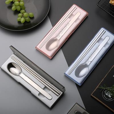 China Sustainable portable cutlery box with chopsticks and spoon for sale