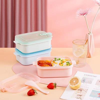 China Reusable plastic tiffin box school Bento Boxes kids lunch box with spoon 1000ML 21.5*12.7*6.8CM for sale