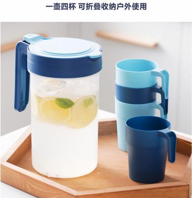 China COOLER SUSTAINABLE PLASTIC WATER JUG SET WITH 4 CUPS for sale