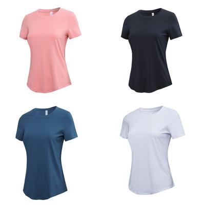 China 2022 Breathable Wholesale Good Quality Cheap T-shirt Customize Loose Women Sexy Blue Yoga Top for sale