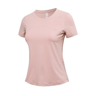 China Lulu Women Breathable Fitness Slim Fit Workout Running Comfortable Active Wear Shaping Short Sleeve Sports Gym Yoga Tops T-Shirts for sale