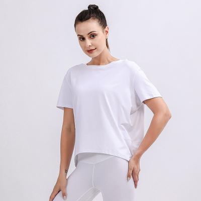 China 2022 Anti-Wrinkle T-Shirts Loose Short Sleeves Casual O-Neck Solid-Color Fashion Women Graphic Crop Cut Short Sleeve T-Shirt for sale