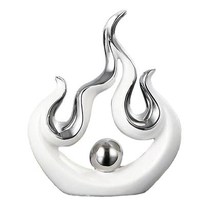 China Hot Sale Minimalist Artistic Unique Silver Ceramic Home Decor Plating Decoration Office Style Fire Handmade Crafts Ornament for sale