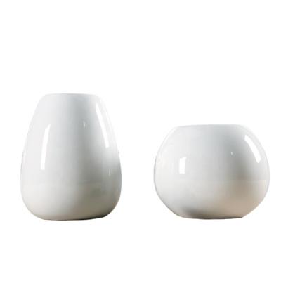 China Nordic Minimalist White Ceramic Round Modern Living Room Flower Decoration Porcelain Ball Home Vases for sale