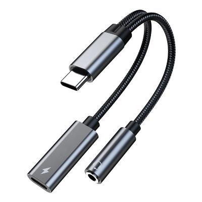 China Hot Selling Computer 2022 32bit/384khz 2 in 1 USB C to 3.5mm Audio Adapter with PD 60W Jack Adapter Hifi DAC Aux Audio Splitter High Quality for sale