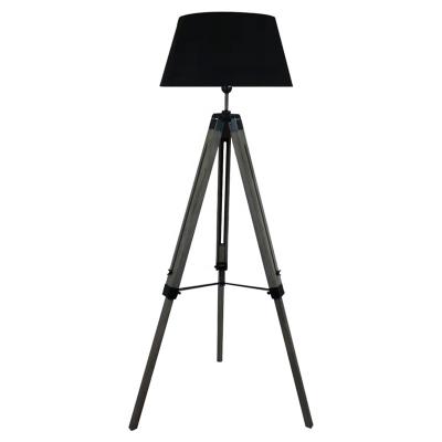 China Modern Decorative Wooden Tripod Floor Lamp With Black Fabric Shade CE Standard for sale