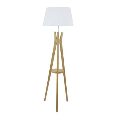 China Modern Modern Bamboo Corner Floor Lamp With Storage Shelf End Table for sale