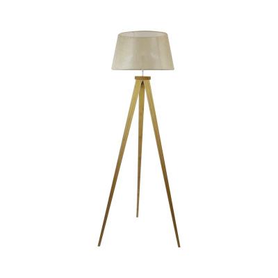 China Modern Indoor Decorative Tripod Floor Lamp with Bamboo Frame and Beige Canvas Shade Max.40W for sale