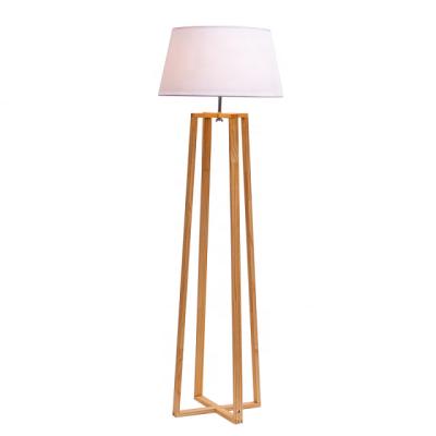 China Carmine Modern Modern Home Decorative Floor Lamp With Wooden Cross Frame Base And T/C Fabric Shade for sale