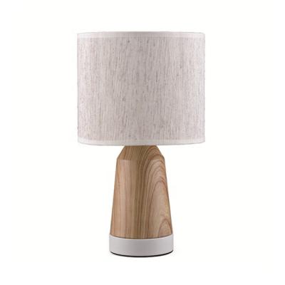 China Modern New Linen Fabric Wood Shade Table Lamp With Touch And Dimmable Switch for sale