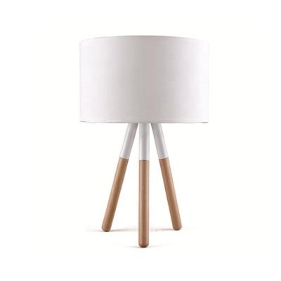 China Tripod Modern Decorative Nightstand Table Lamp With White T/C Fabric Shade for sale