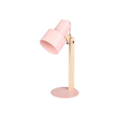 China Pink Modern Metal Lamp Student Study Desk Lamp Wooden Smart New Design Table Lamps, E14 Max 40W Excluded Bulbs for sale