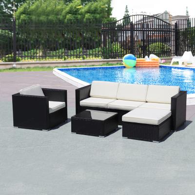 China Minimalist USA Store 4-Piece PE Rattan Furniture Outdoor Garden Sofa Set for sale