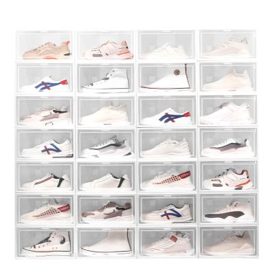 China Plastic Collapsible Shoe Container Foldable Storage Box Transparent Shoe Boxes for sale