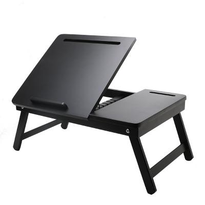 China Black Folding Bamboo Laptop Desk Bed Computer Breakfast Table Adjustable (Height) for sale