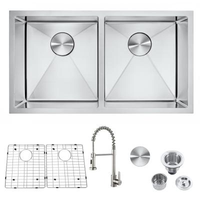 China With Faucet USA Kitchen Sink 304 Stainless Steel Double Bowl Kitchen Sink Workstation Workstation Set for sale