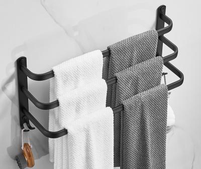 China Durable Matte Black Aluminum Wall Mounted Bathroom Towel Rack Towel Rack Towel Holder Shelf Rack for sale