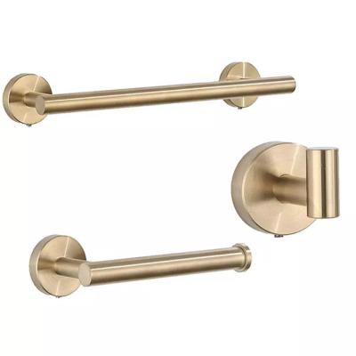 China Three Piece Fashion 304 Stainless Steel Towel Rack Toilet Paper Holder Bathroom Accessories Set Wall Mounted Bathroom Pendant Set for sale