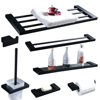 China BRIEF Bathroom Accessories Stainless Steel Material Bath Set Black Bathroom Towel Rack for sale