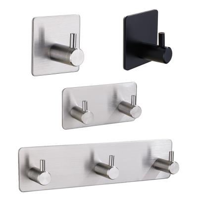 China Wall 304 Stainless Steel Strong Sticky Robe Hook Self Adhesive Europe Hooks Set for sale