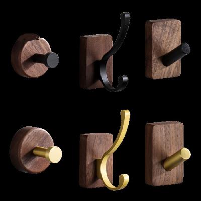 China Hotel Door Wall Hook Black Walnut Robe Solid Robe Hook Without Single Hook Wooden Punch for sale