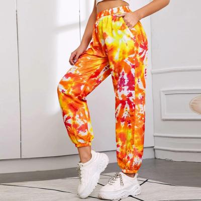 China Weixin Breathable Women Clothing Shein Tie Dye Slope Pocket Joggers for sale