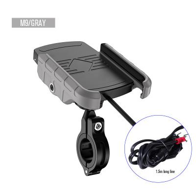 China New Arrivals Adjustable Motorcycle Phone Holder With USB Charger Mount For 3.5-6.2 Inch Bike Handlebar Mounts for sale