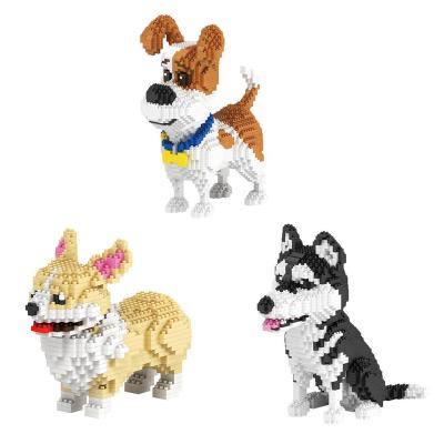 China HC Husky Corgi Dog 3D Building Toy Magic Animal Diamond Mini Bricks Max Pet Building Assembled Model Blocks Figure Toys for sale